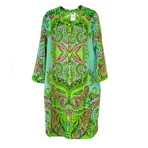 Yoana Baraschi turquoise &  pink kaleidoscope print dress